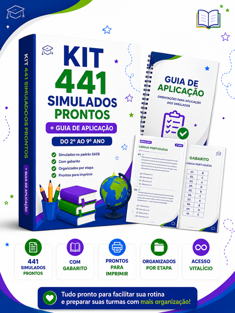 Capa do Kit 441 Simulados e arquivos organizados